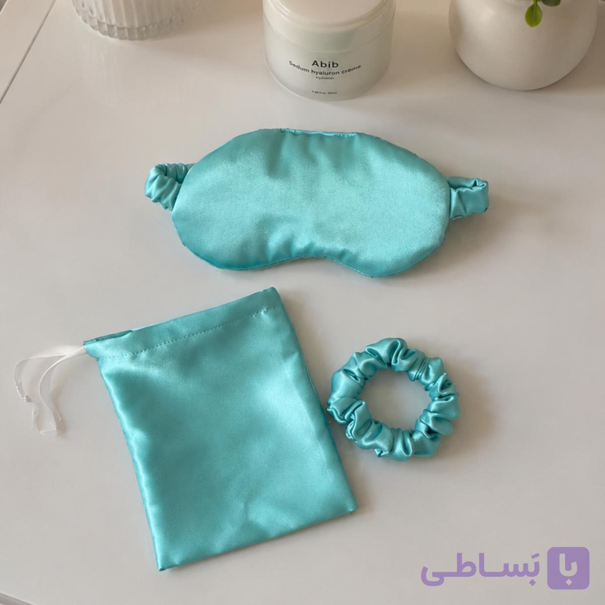 چشمبند ساتن ابریشم به همراه بگ محافظ و کش مو