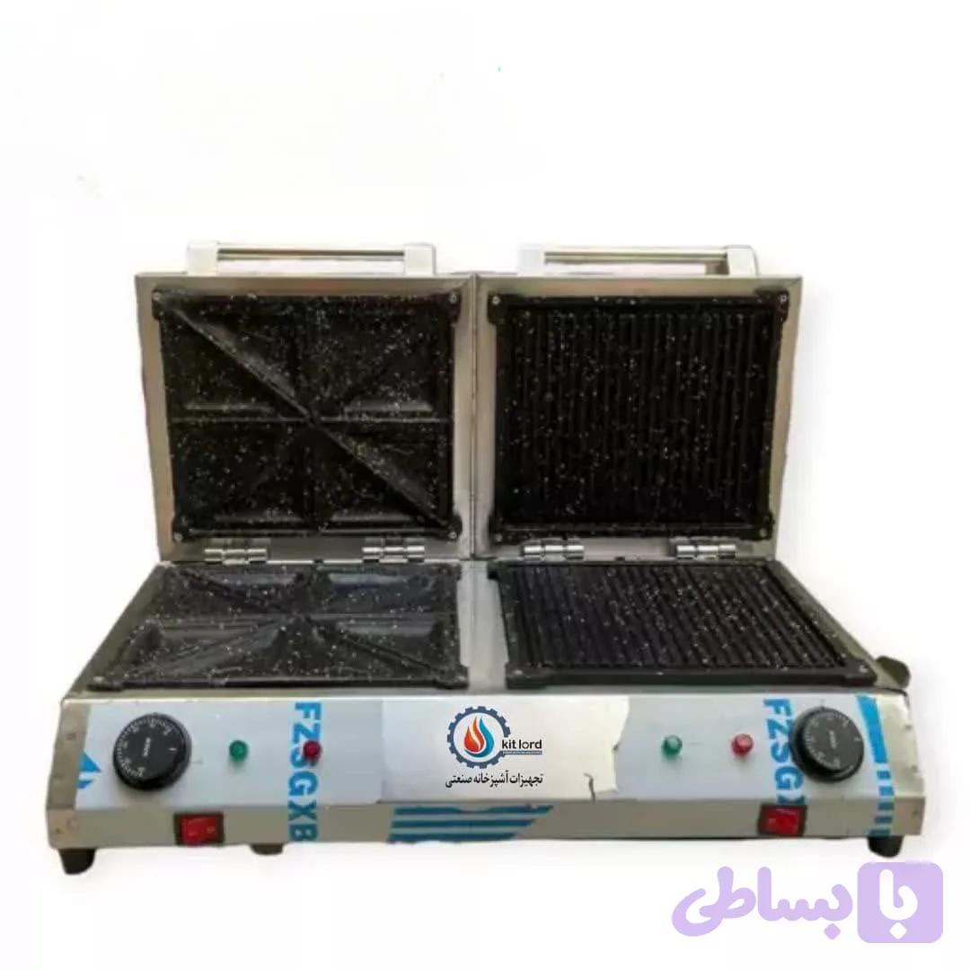 اسنک ساز مثلثی و ساندویچ میکر ساز شیاردار مرکب 2 کاره تک درب صنعتی — تصویر 1