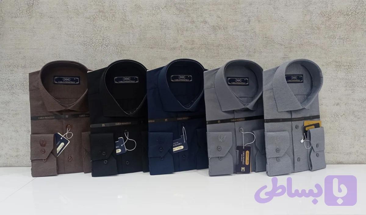 پیراهن مردانه ساده پارچه فلورا دوخت صنعتی مدل کلاسیک