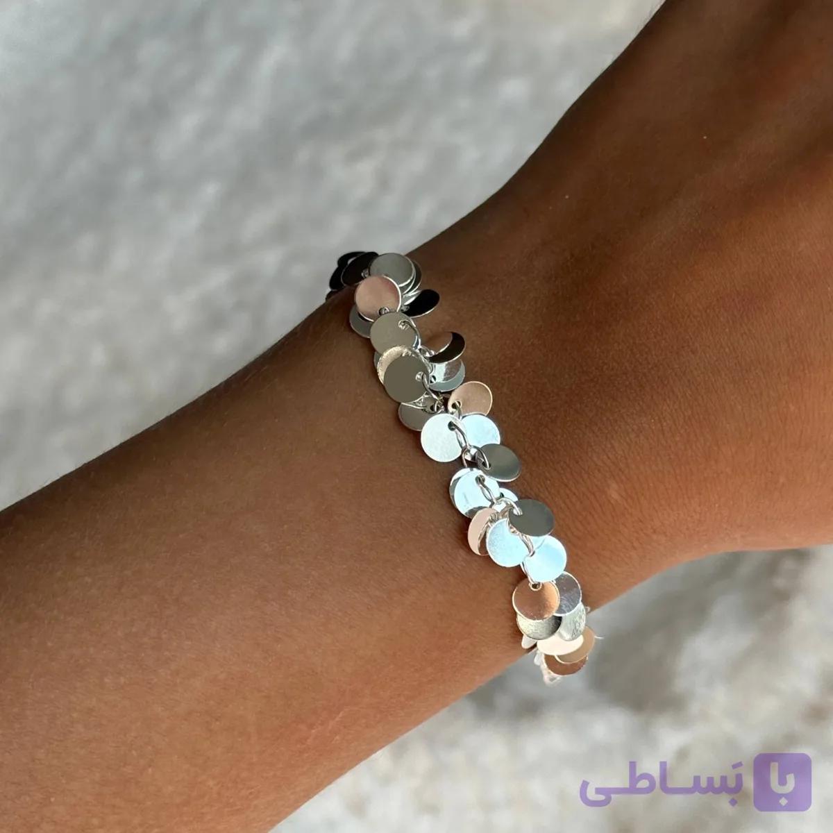 دستبند پولکی آبکاری نقره درجه 1