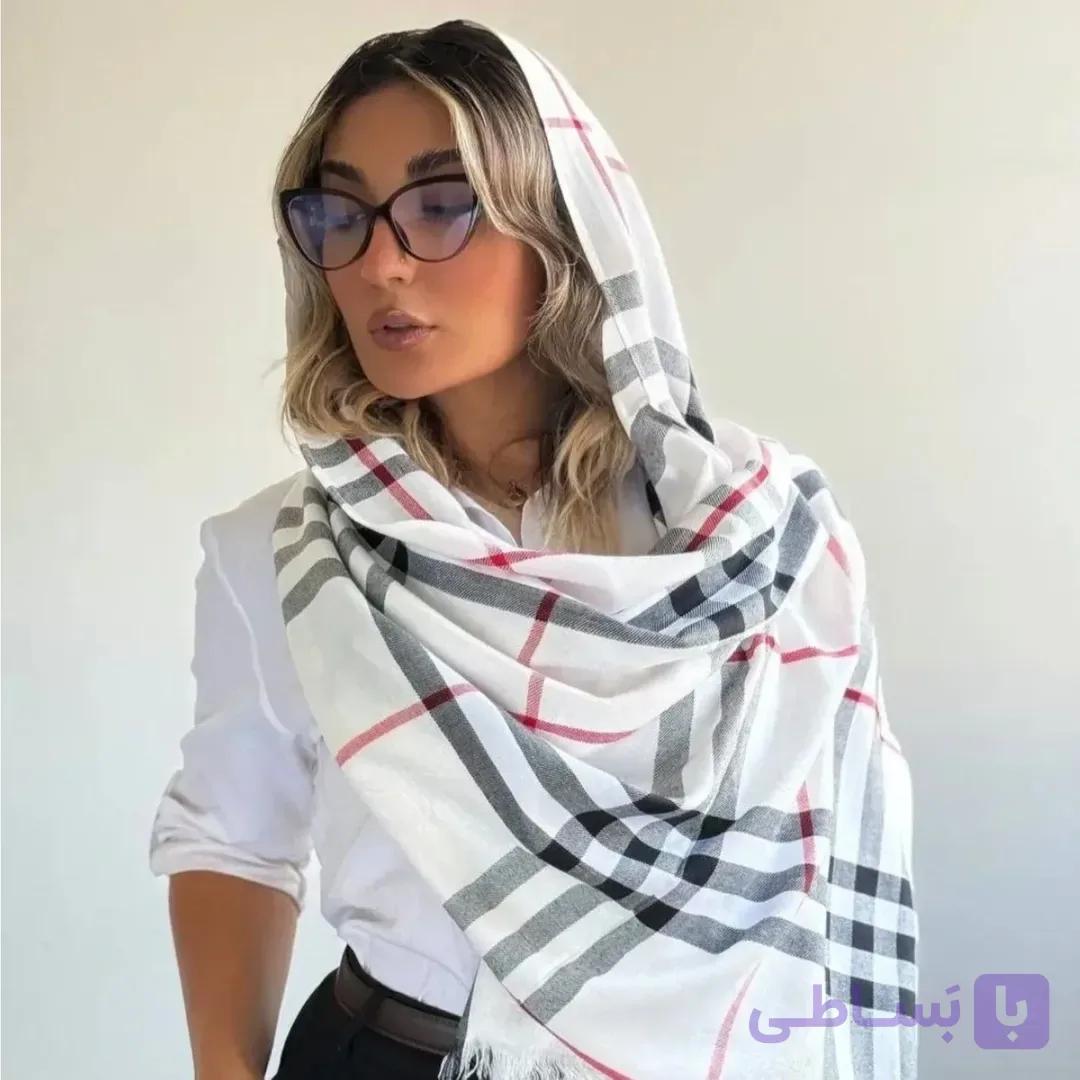 شال باربری زنانه_پاییزه_طرح ژاکارد_ریشه سوزنی