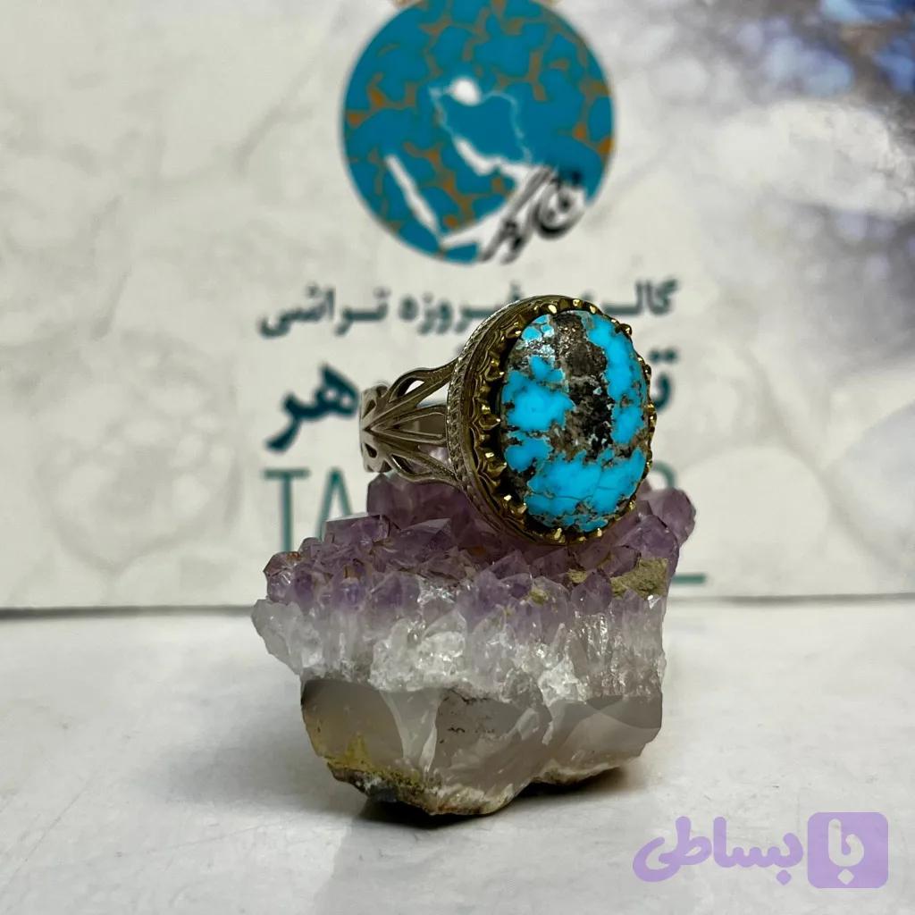 انگشتر فیروزه مردانه درجه یک کد 41 — تصویر 1