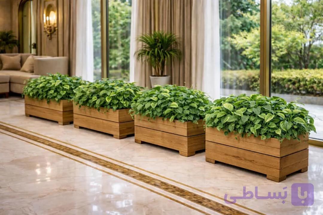گلدان فلاور باکس ترموود دو ردیفه مستطیلی کد u22