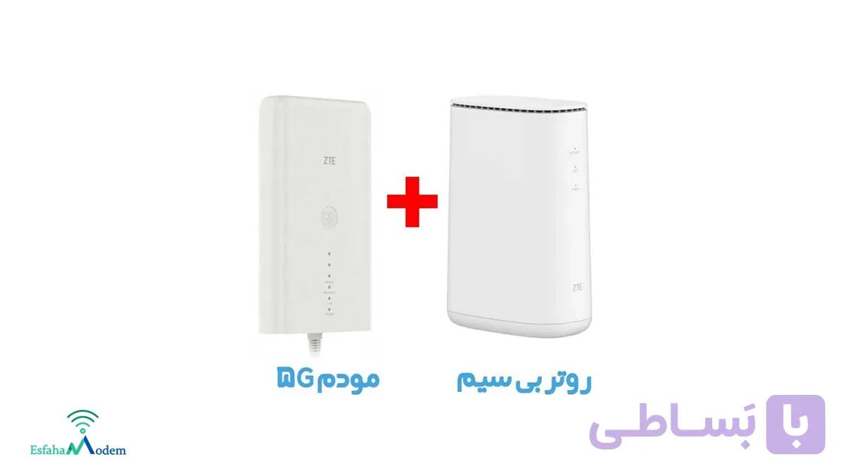مودم فضای باز۵g/td-lte MC7010به همراه روتروایرلسZTE MF269وپایه رومیزی ودیواری استوک باکارتن — تصویر 1