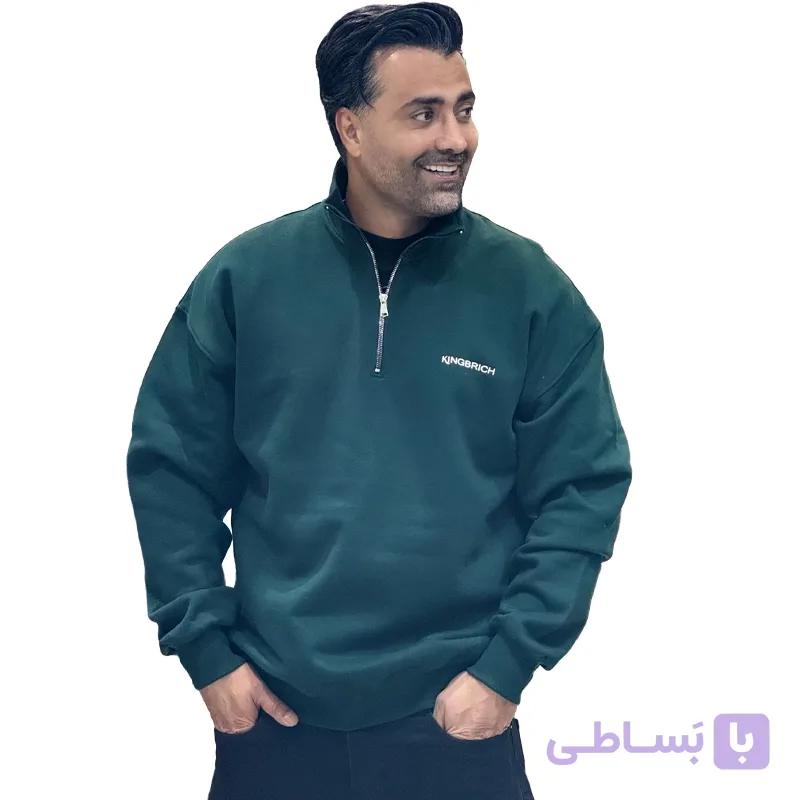 دورس نیم زیپ سه نخ خارخورده سبز یشمی