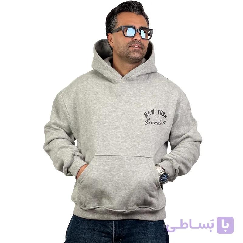 هودی سه نخ چاپی طوسی — تصویر 1