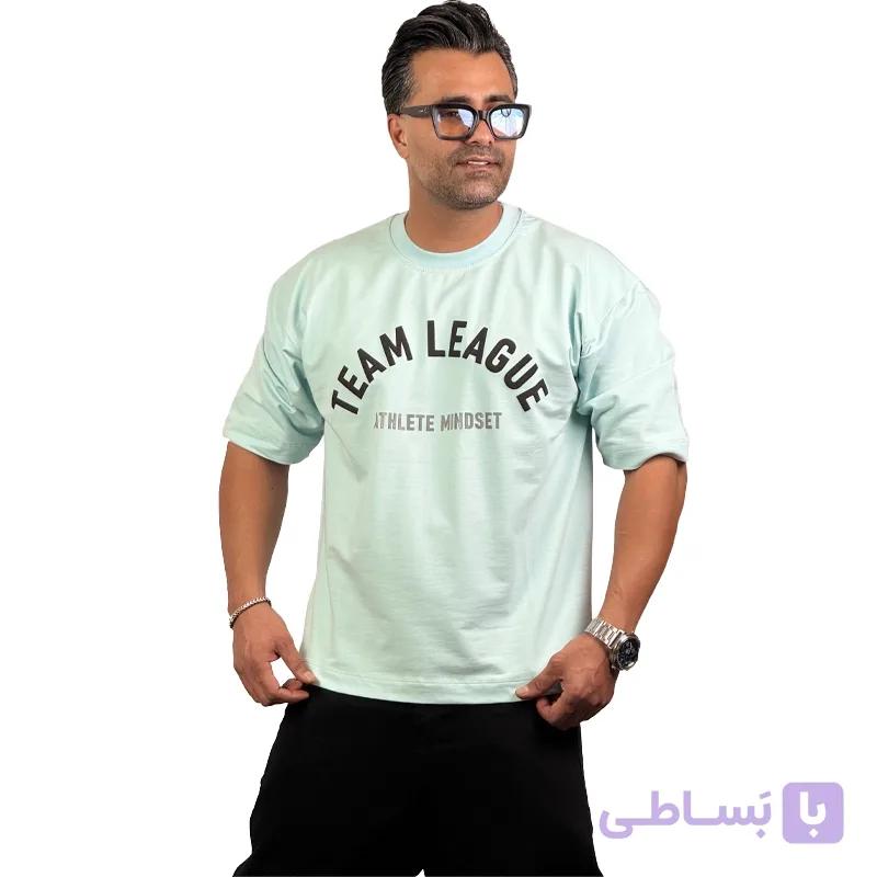 تیشرت دورس دو نخ لاکرا دار آبی آسمانی
