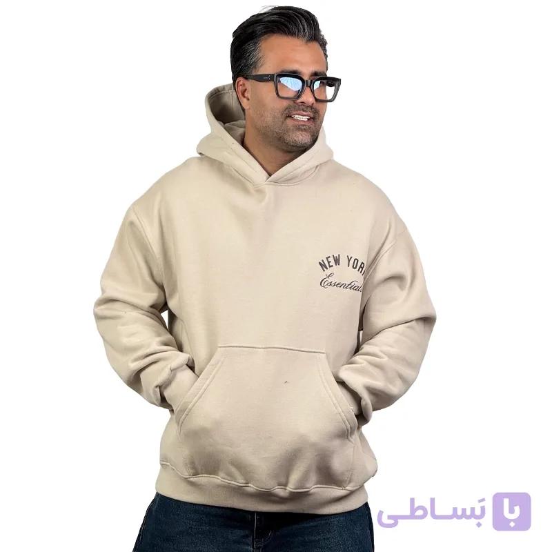 هودی سه نخ چاپی کرم — تصویر 1