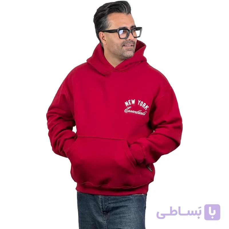 هودی سه نخ چاپی قرمز — تصویر 1