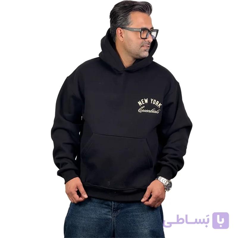 هودی سه نخ چاپی مشکی — تصویر 1