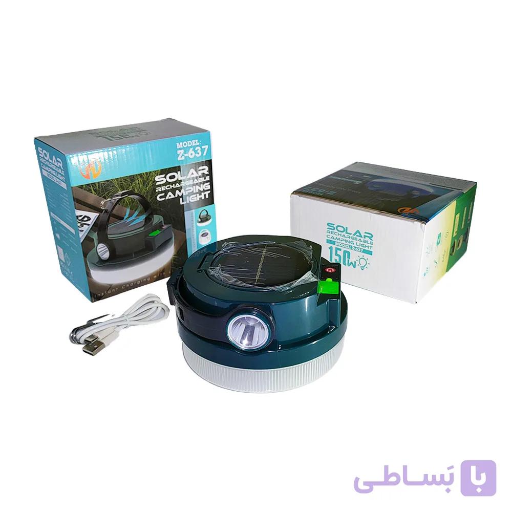 چراغ کمپینگ شارژی خورشیدی 150 وات مدل Z-637 با باتری قابل تعویض — تصویر 1
