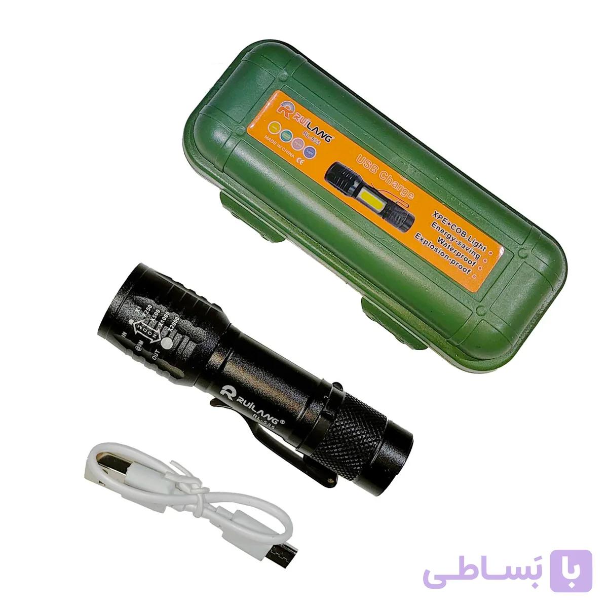 چراغ قوه زومدار جیبی با COB جانبی مدل RL-535 برند Ruilang — تصویر 1