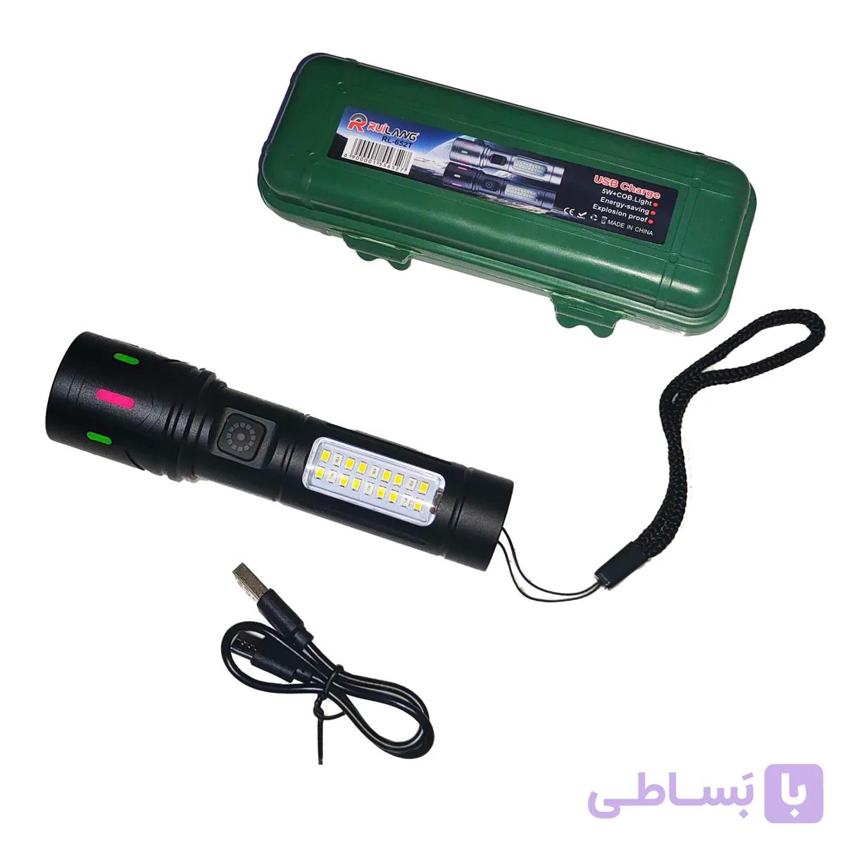 چراغ قوه زومدار رنگین کمانی با چراغ جانبی مدل RL-652T برند Ruilang — تصویر 1
