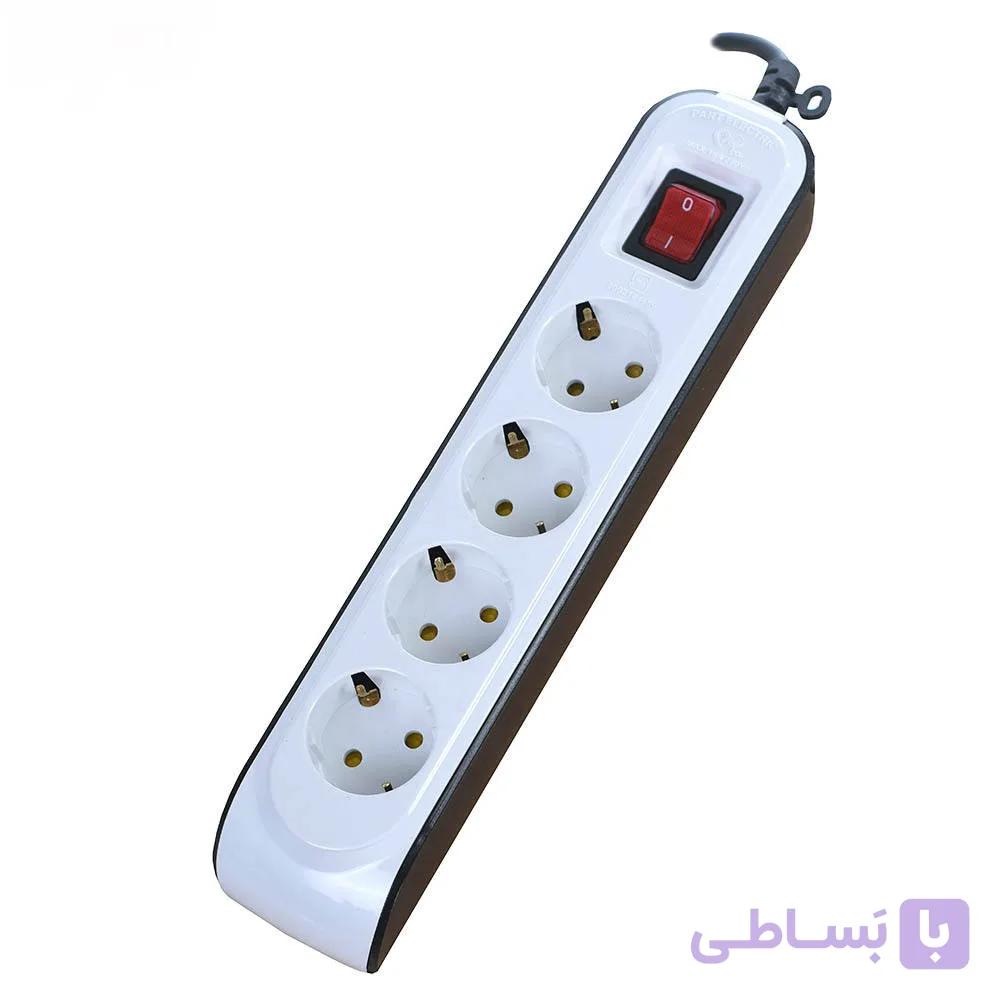 رابط 4 خانه ارت دار با کلید و کابل 5 متری پارت الکتریک N309