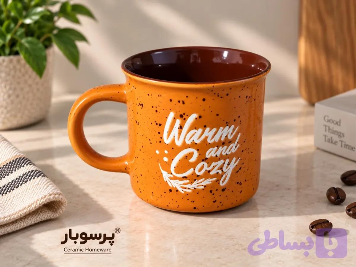 ماگ سرامیکی اسپکل نارنجی — تصویر 1