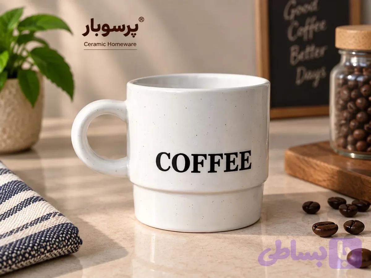 ماگ سرامیکی سفید مدرن طرح COFFEE — تصویر 1
