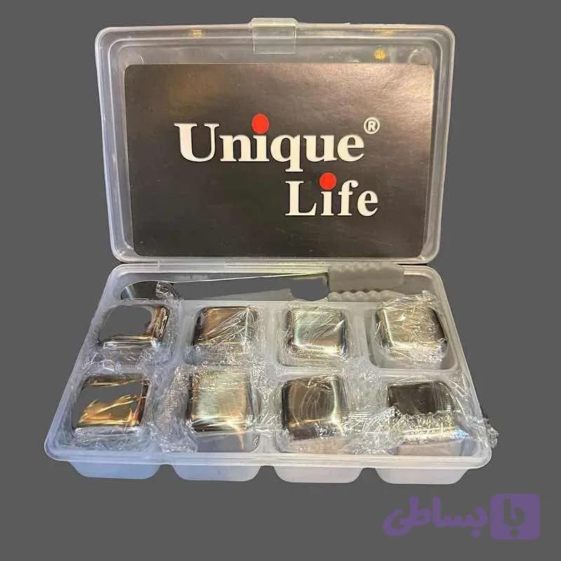 قالب یخ استیل هشت عددی یونیک لایف وارداتی به همراه جعبه و انبر — تصویر 1