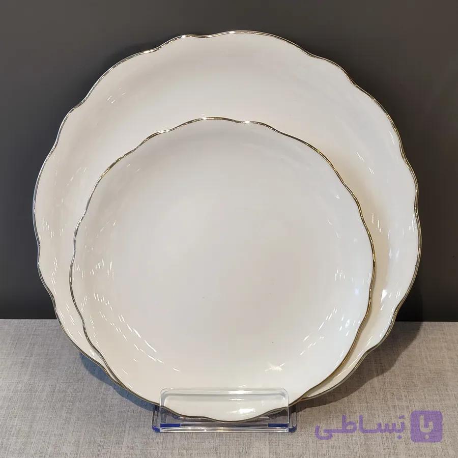 سرویس چینی الیزابت طرح لب طلا (گلدن لاین) 6 نفره 28 پارچه سفارشی چینی توس قالب ملبورن — تصویر 1