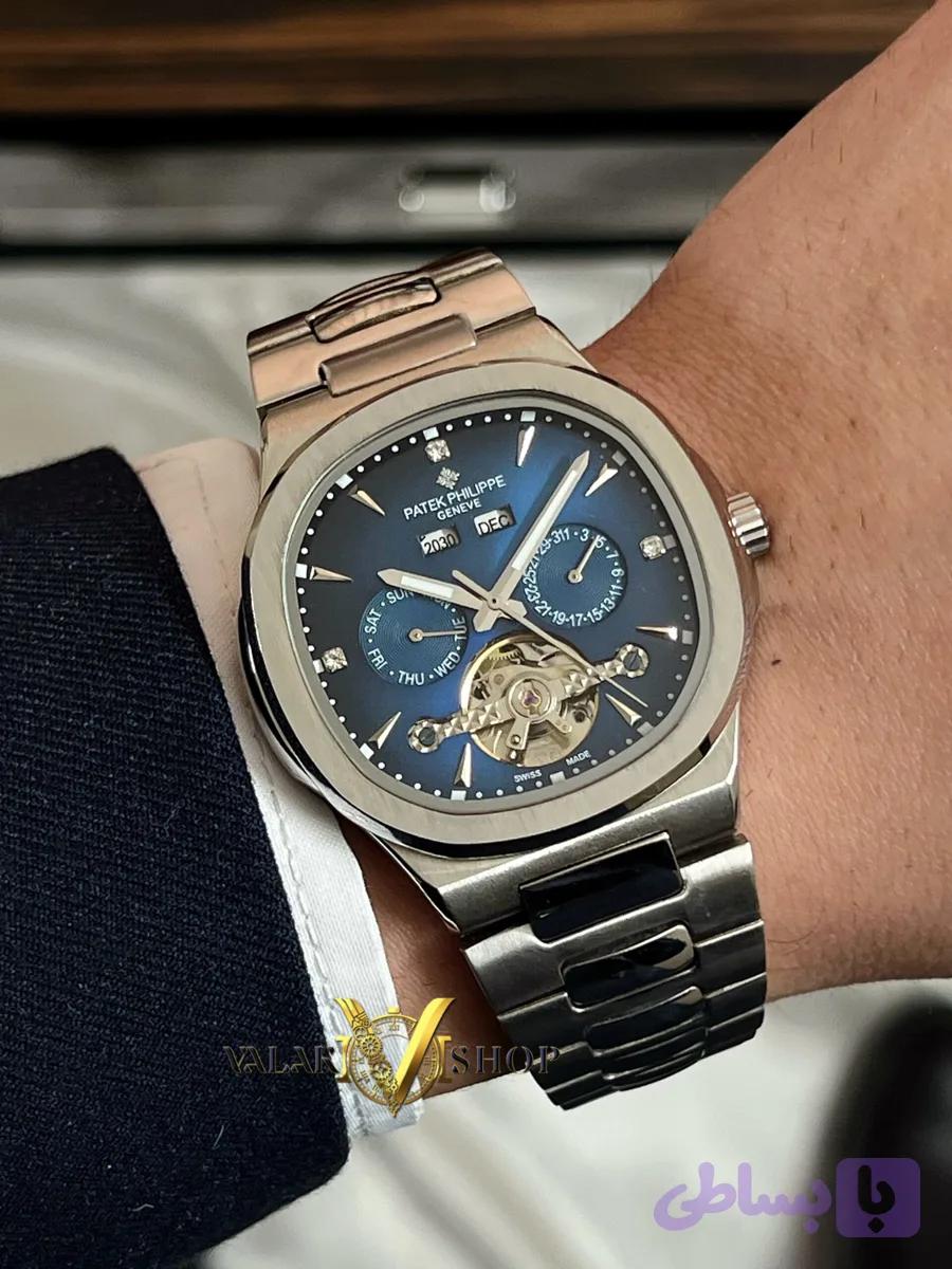 ساعت مردانه پتک فیلیپ اتوماتیک صفحه سورمه ای Patek Philippe — تصویر 1