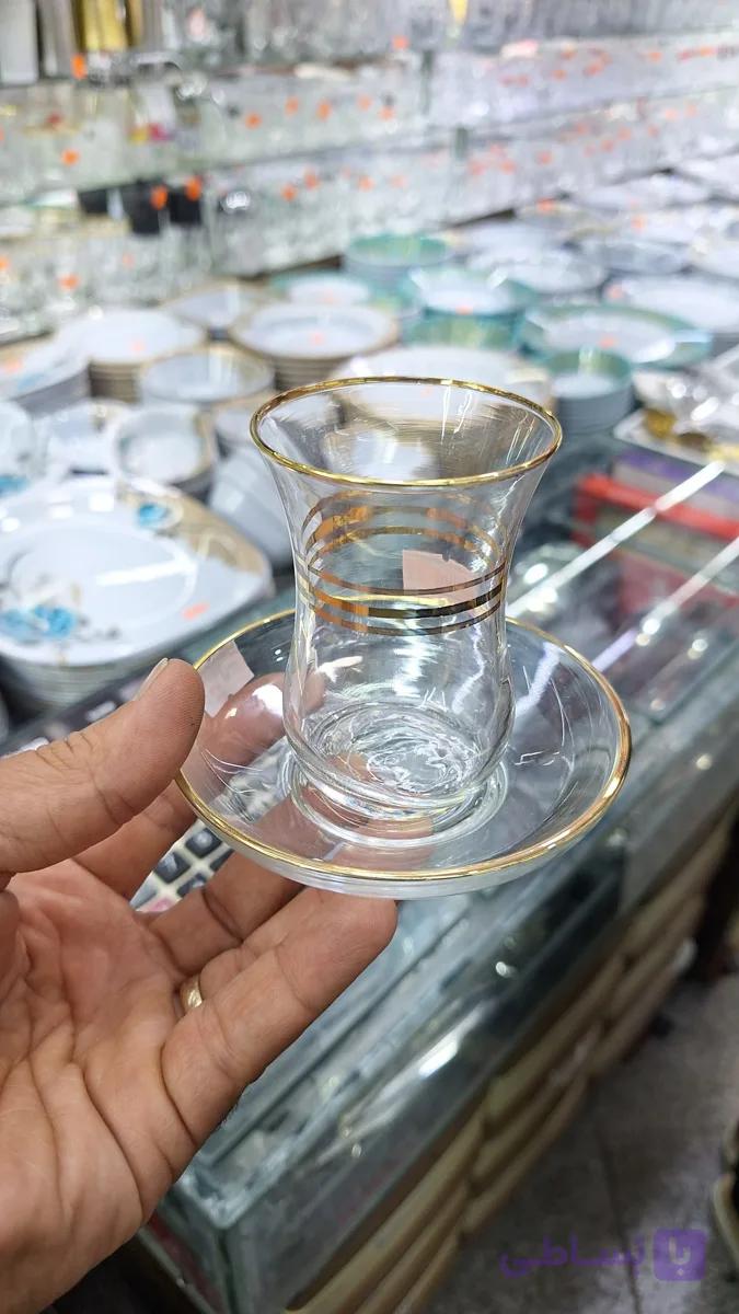 فنجان و نعلبکی کمرباریک ترکیه ای طرح شاه عباسی — تصویر 1