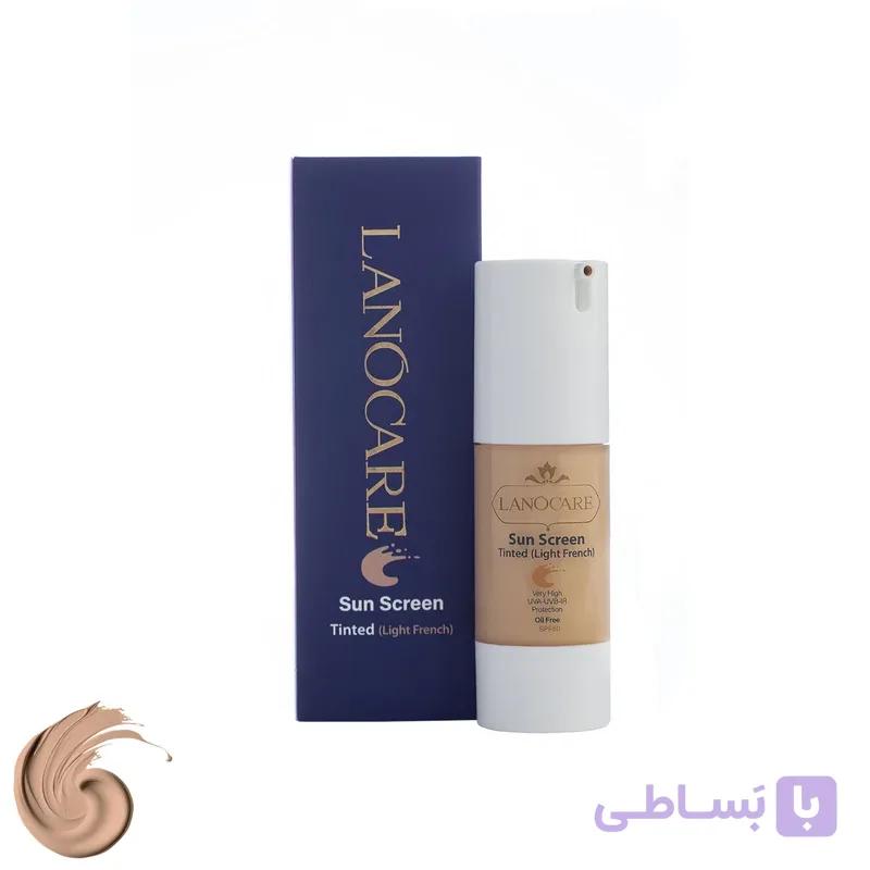 ضد آفتاب رنگی لایت فرنچ لانوکر (LANOCARE) محافظ UVB، UVA، بدون روغن، کنترل ترشح چربی پوست، مناسب پوست های چرب حجم 30 میلی لیتر