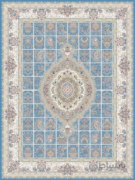 فرش قالی سلیمان طرح خشتی گیتی آبی