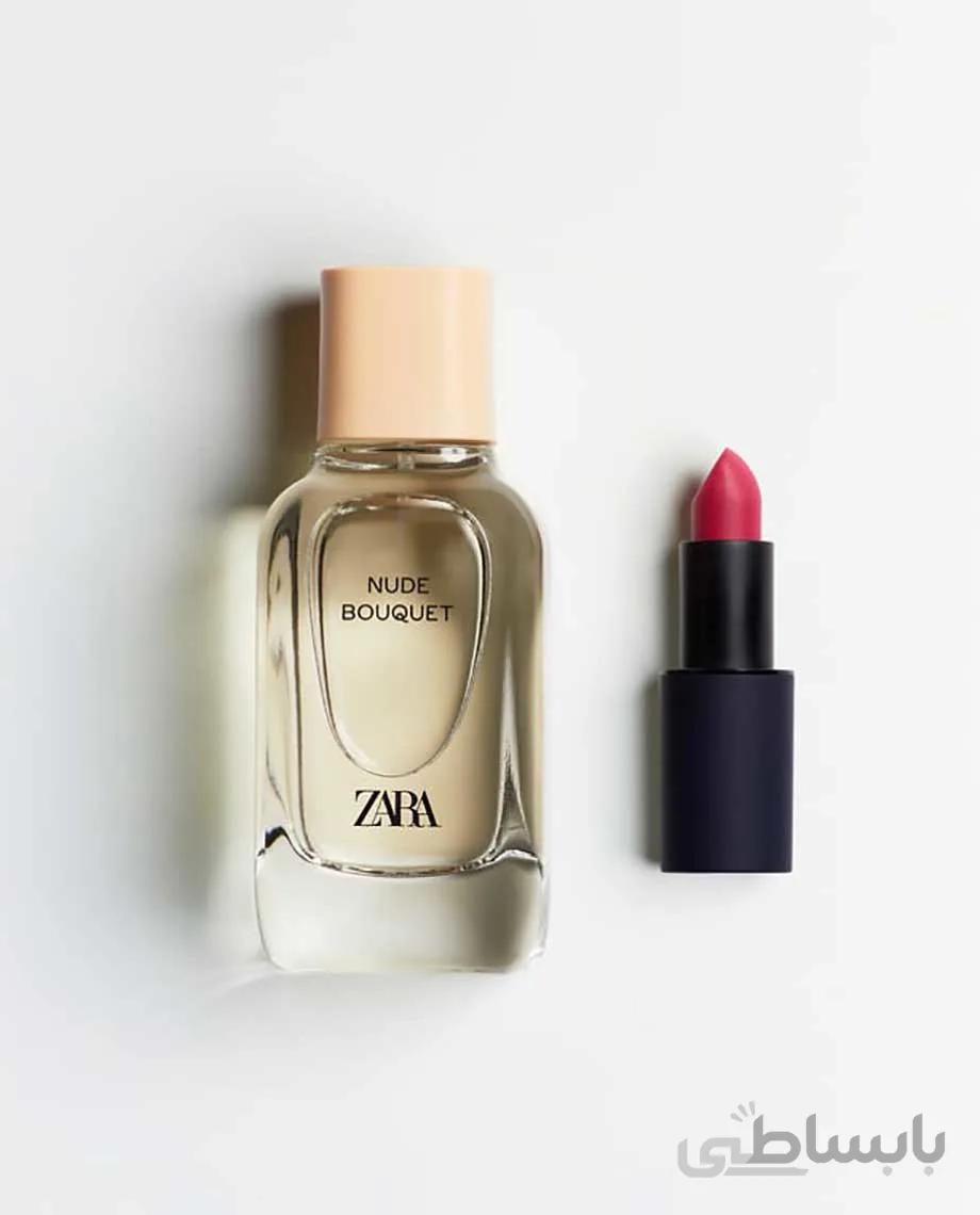 پک عطر زنانه NUDE BOUQUET و رژ لب زارا