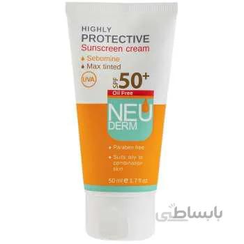 کرم ضد آفتاب فاقد چربی نئودرم مدل Highly Protective Max Tinted SPF50 حجم 50 میلی لیتر
