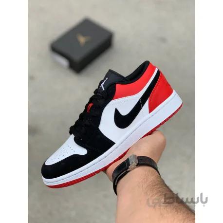 نایک ایرجردن وان مردانه سفید قرمز / مشکی air jordan1 low mens