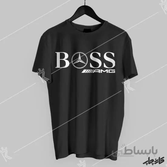 تیشرت نخ پنبه مشکی بنز ای ام جی boss benz AMG
