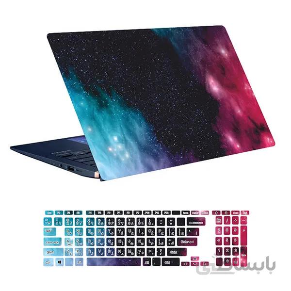اسکین لپ تاپ طرح Space کد ۶۰ به همراه استیکر کیبورد
