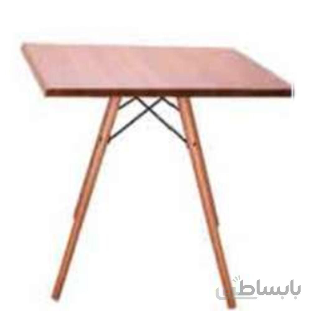 میز چهار نفره چهار گوش با پایه چوبی ایفلی W:90 H:75 مدل T12-90 استیل هامون