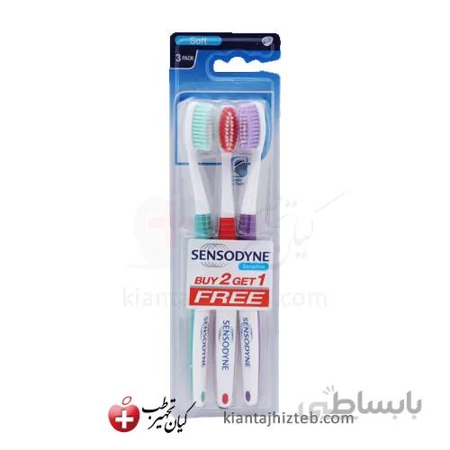 مسواک سنسوداین مدل Sensitive با برس نرم بسته 3 عددی
