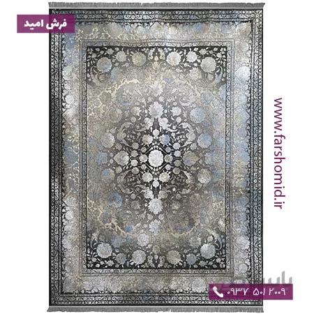فرش وینتیج 700 شانه کد 70017z زغالی آبی فرش سیزان