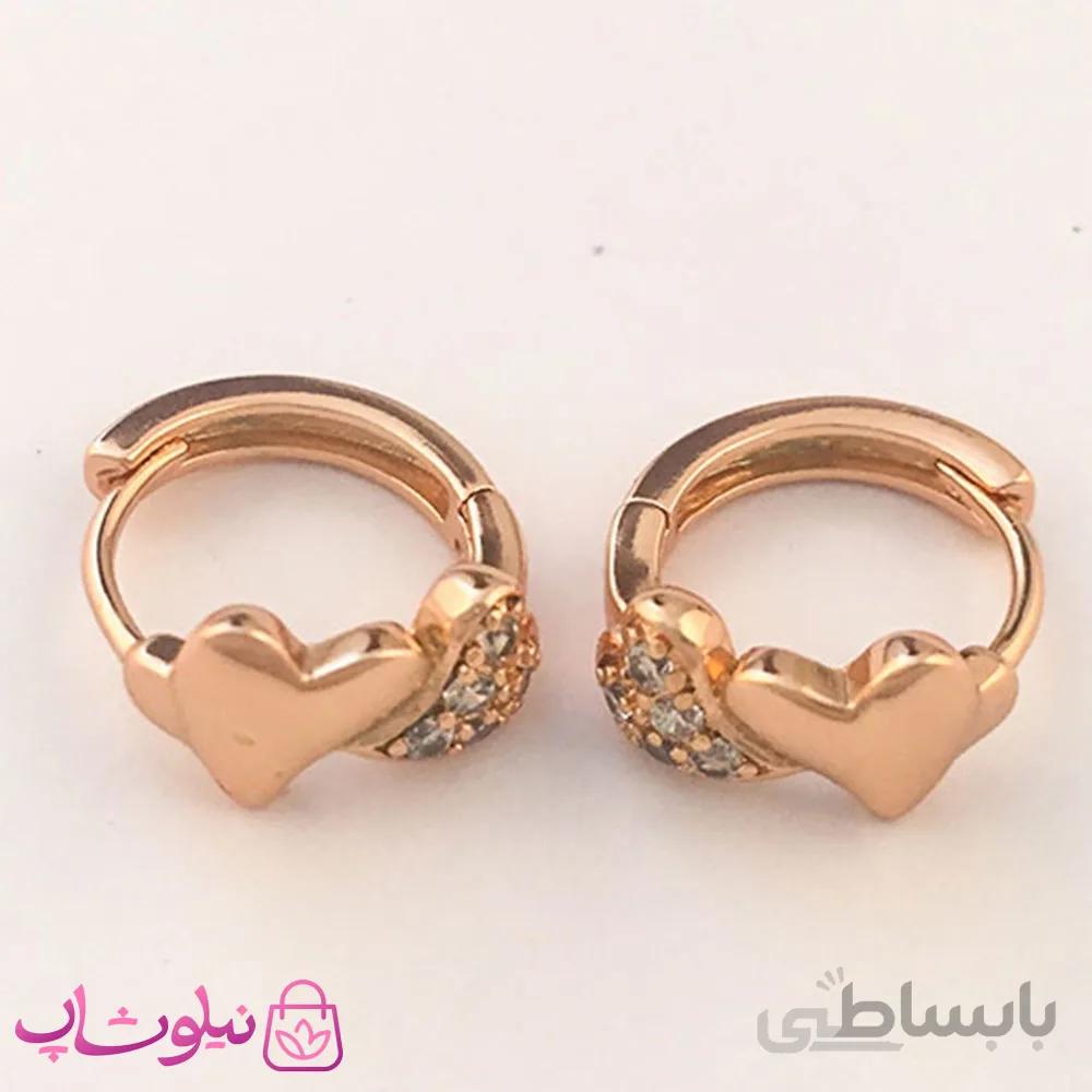 گوشواره زنانه حلقه ای ژوپینگ طرح قلب کد 2351-1