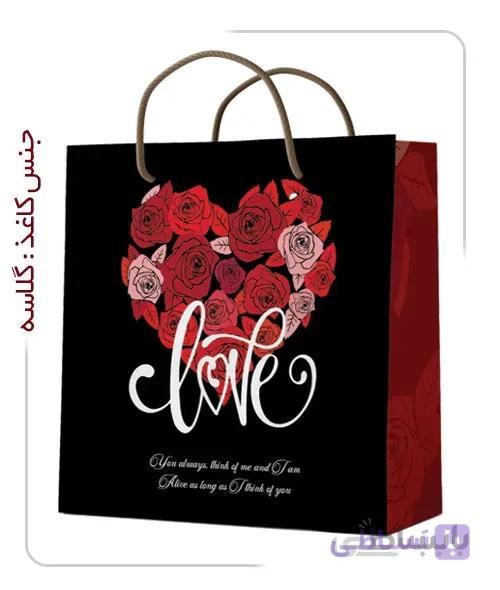 ساکدستی فانتزی love با کاغذ گلاسه کد10130