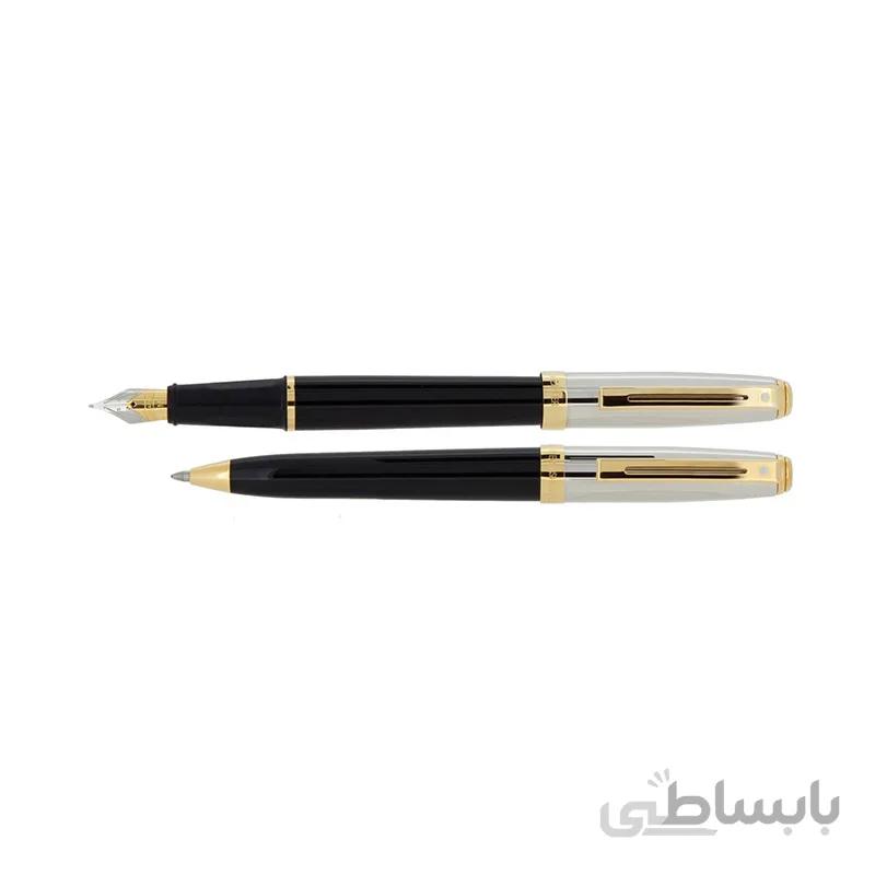 ست خودکار و خودنویس شیفر PRELUDE نیمه کروم براق مشکی گیره زرد