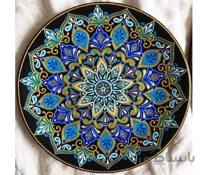 بشقاب سفالی گل آبی