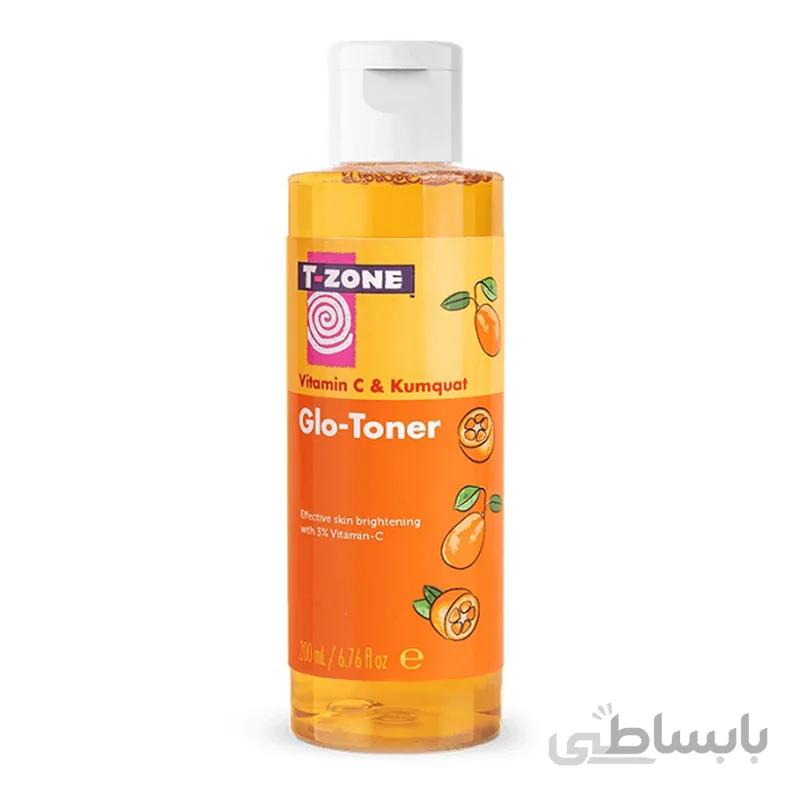 تونر ویتامین سی ۳% کامکوات تی زون حجم 200 میل ا Vitamin C & Kumquat Glo Toner T-Zone