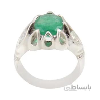 انگشتر نقره مردانه مدل زمرد افریقایی رکاب دست ساز کد AM_1657