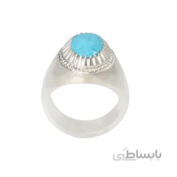 انگشتر نقره مردانه مدل سنگ فیروزه نیشابور رکاب دست ساز کد am_1935