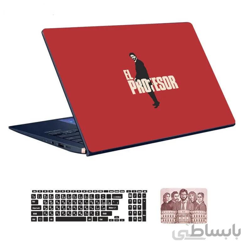 اسکین لپ تاپ طرح Money Heist کد ۰۴ به همراه استیکر کیبورد