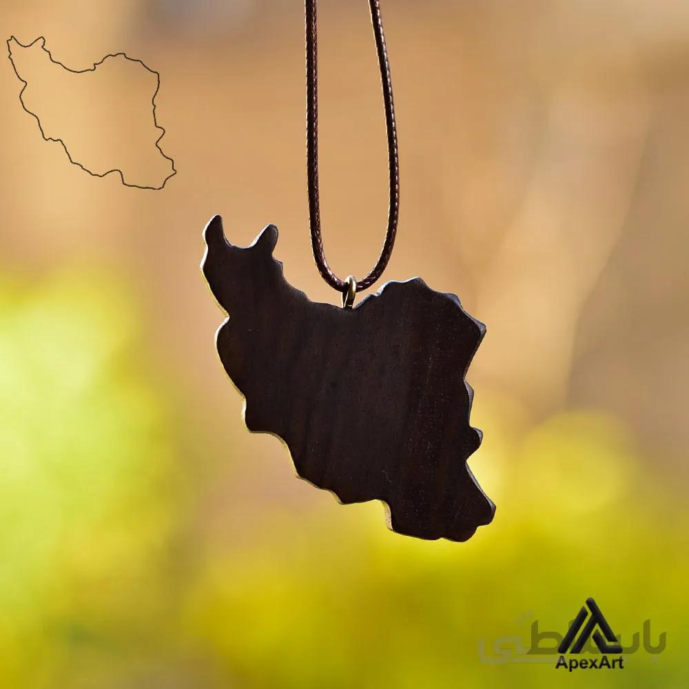 گردنبند چوبی طرح نقشه ایران