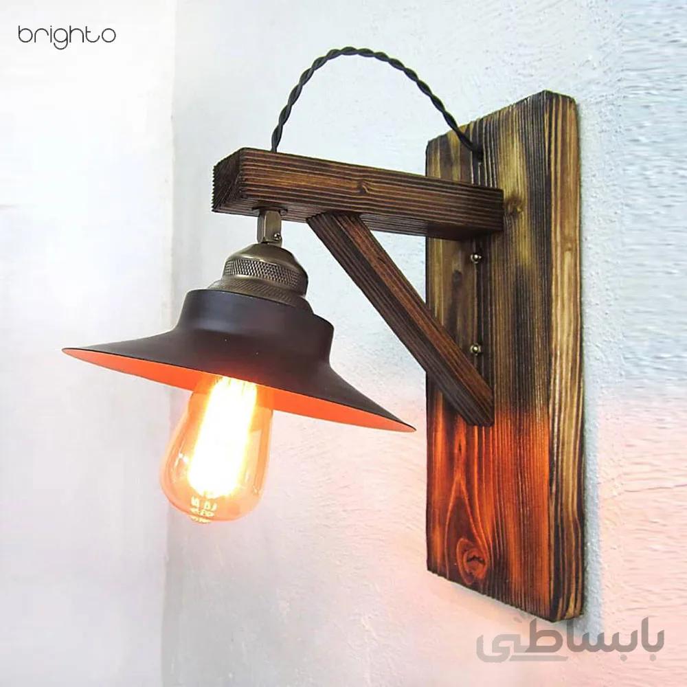 چراغ دیواری چوبی کلاه دار