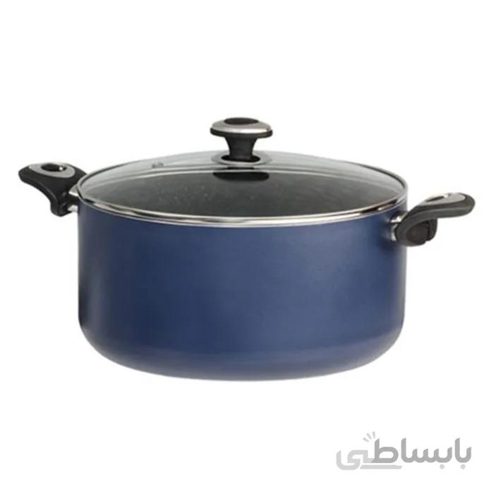 قابلمه سایز 16 گرانیتا سرمه ای با درب شیشه ای زرساب کد GT-416S