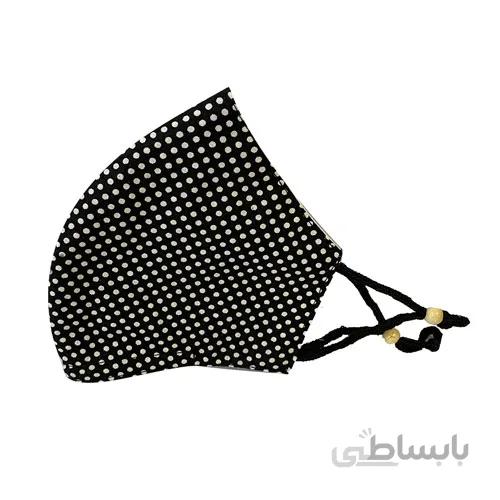 ماسک پارچه ای مدل قالبی طرح خال دار رنگ مشکی کد 073 ا Face Fabric Mask code 073