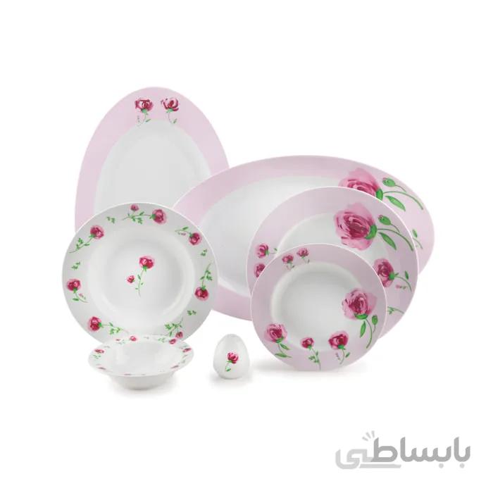 سرویس چینی زرین 6 نفره غذاخوری پینک رز (28 پارچه) ا Zarin Iran ItaliaF Pink-Rose 28 Pieces Porcelain Dinnerware Set