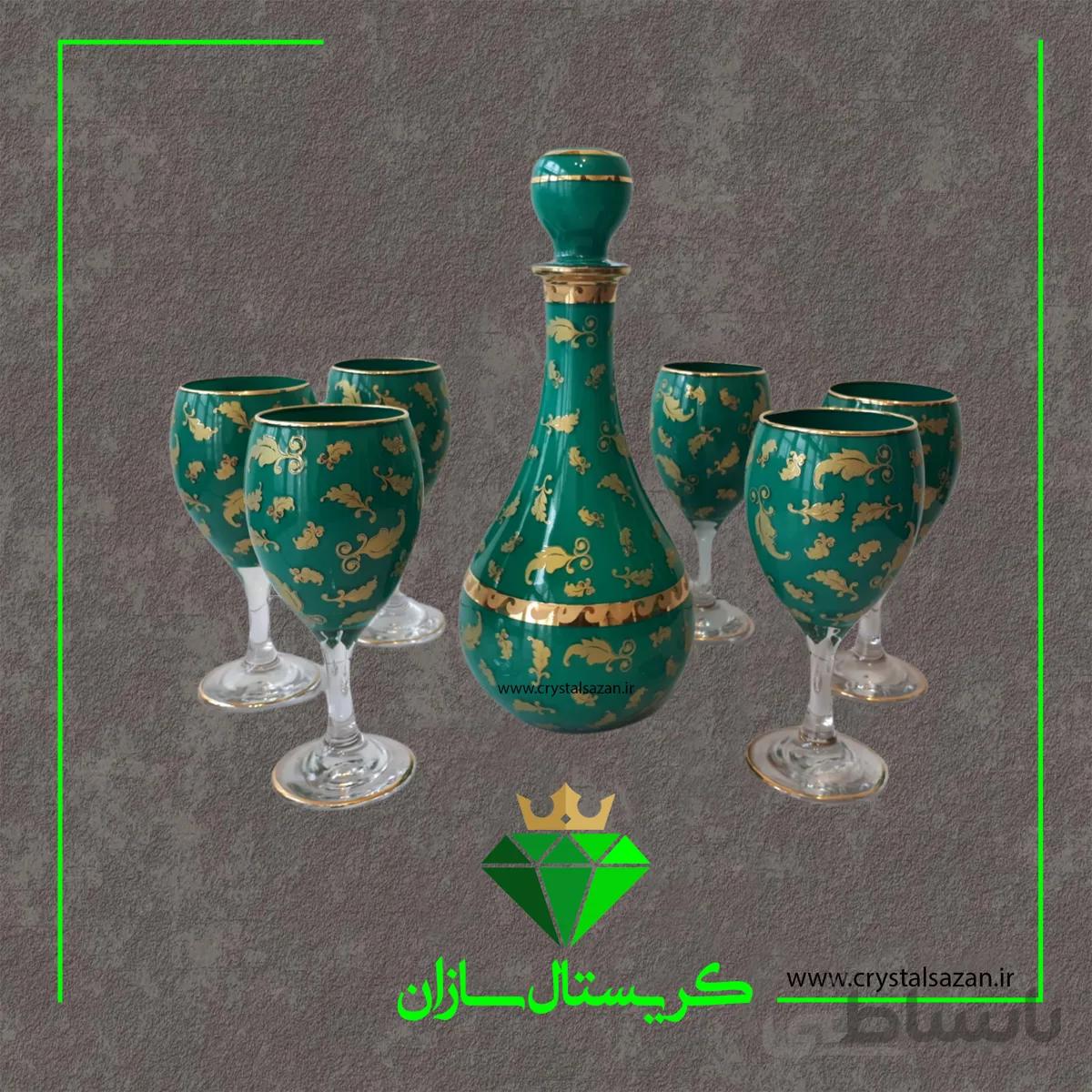 تنگ و جام 7 پارچه مدل برگ زرین کد J1311 کریستال سازان