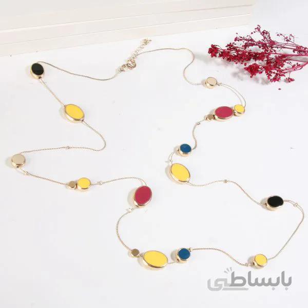 گردنبند زنانه طرح طلا با سنگ رنگی