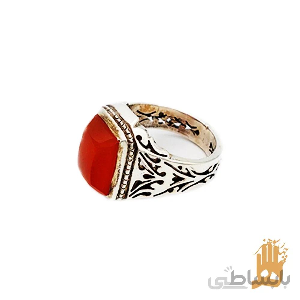 انگشتر فیلی شبکه نگین عقیق سرخ یمنی